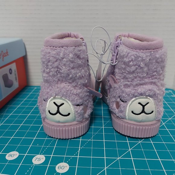 Cat and Jack Size 5 Girls Keely PINK Winter Boots PINK/PURPLE Faux Fur Lama - Picture 2 of 8